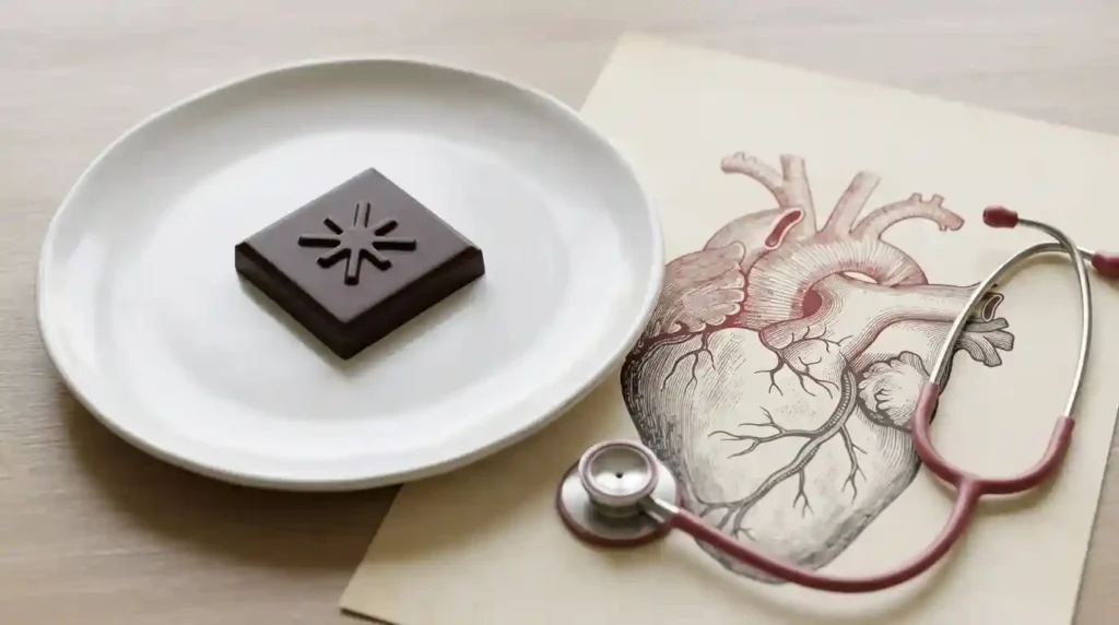 square of chocolate next to heart drawing