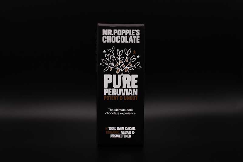 100 Percent Chocolate Bar Pure Peruvian Raw Cacao black bg landscape JA