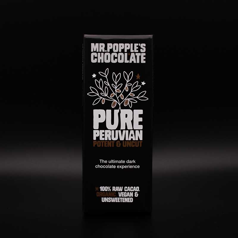 100 Percent Chocolate Bar Pure Peruvian Raw Cacao black bg square JA