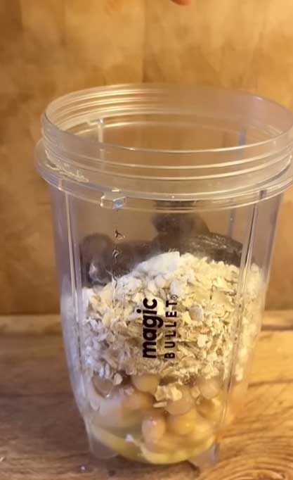 adding dates to the cookie dough baked oat mug cake 