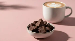 cacao drink chunks bowl with frothy cacao