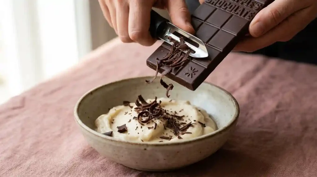 atey ate 88 percent dark chocolate shaved over banana nicecream
