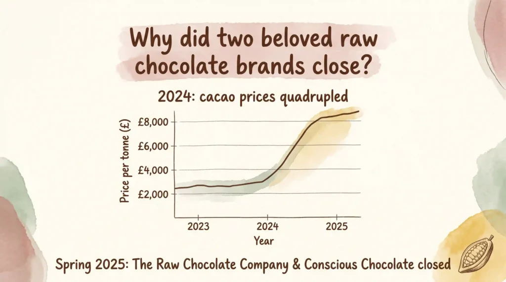 cacao price graph 2024 raw chocolate brands closed 2025v2